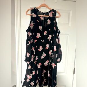 Torrid Floral Long Sleeve Cut Out Shoulder Dress